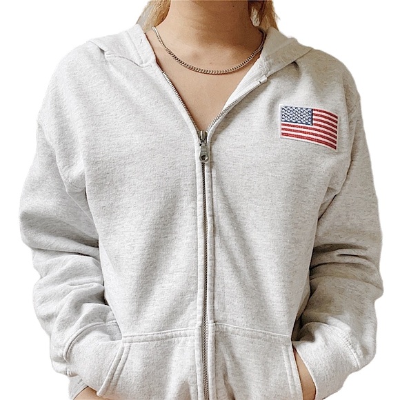 light gray USA zip up hoodie 🇺🇸 - Picture 3 of 5
